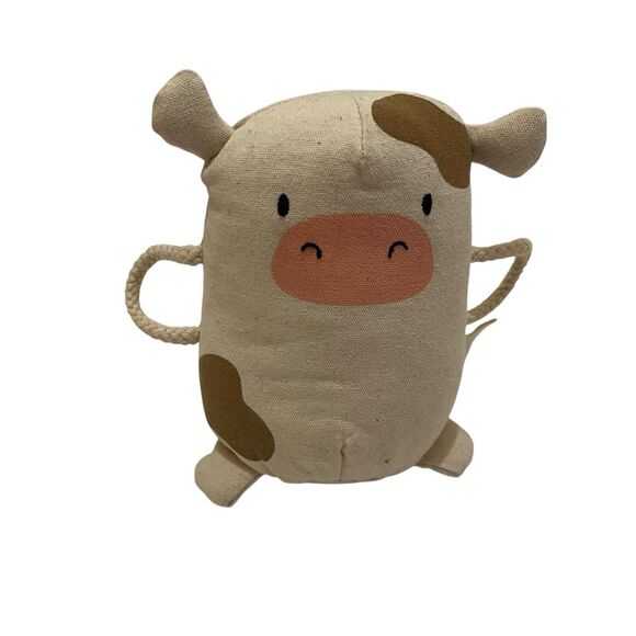 Panda Crate Baby Mooing Cow Educational Shaker Sound Stuffed Canvas Toy 6” - Picture 1 of 10